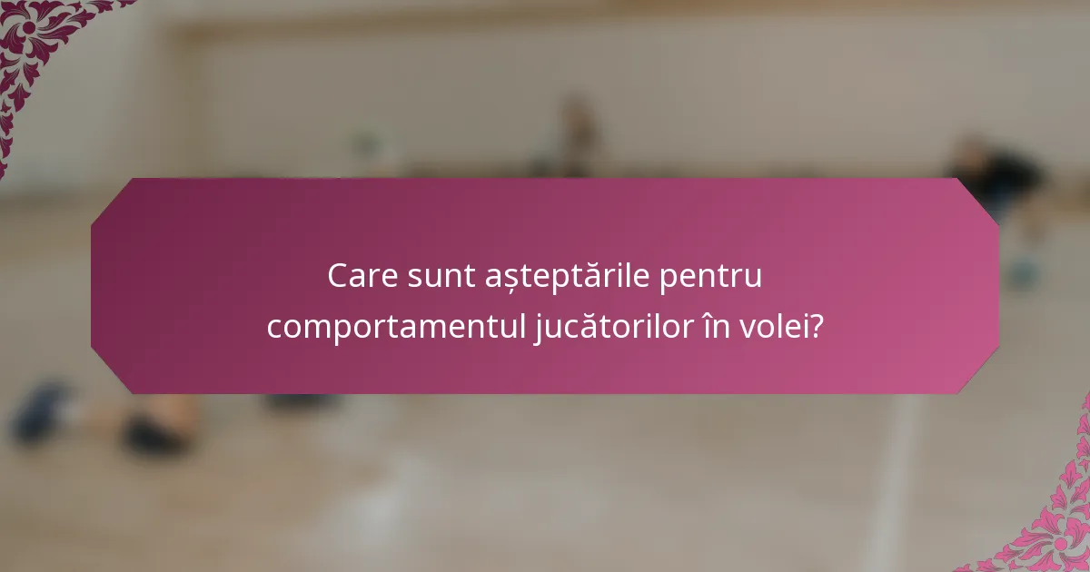 Care sunt așteptările pentru comportamentul jucătorilor în volei?