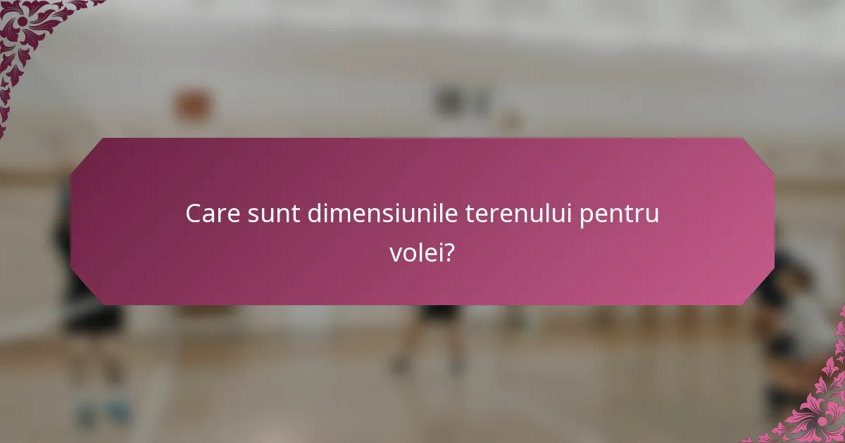 Care sunt dimensiunile terenului pentru volei?