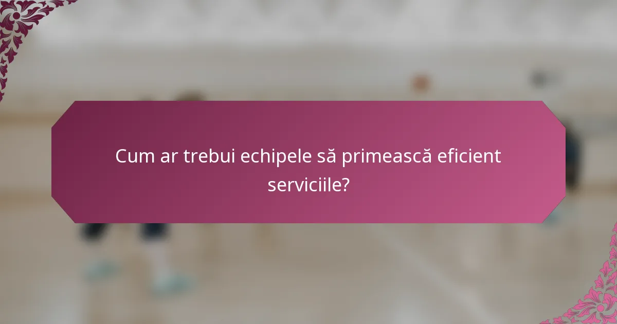Cum ar trebui echipele să primească eficient serviciile?