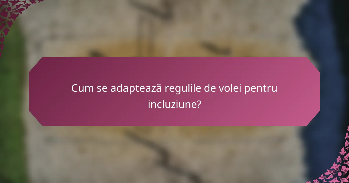 Cum se adaptează regulile de volei pentru incluziune?