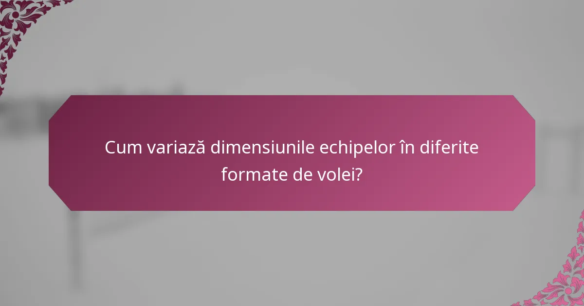 Cum variază dimensiunile echipelor în diferite formate de volei?